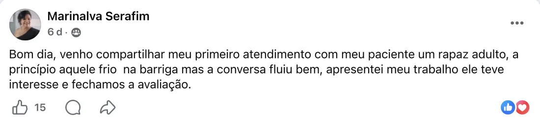 Depoimento de Marinalva Serafim: primeiro atendimento e avaliação fechada